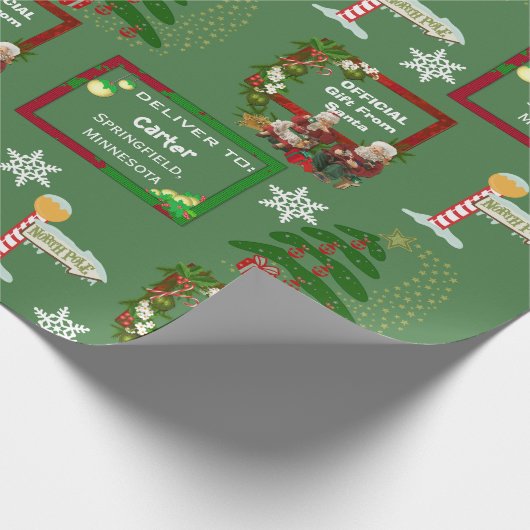 サンタデリバリ先の名前と場所 ラッピングペーパー (角)