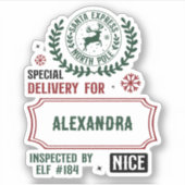サンタデリバリ表現ング(名前をカスタムする)ギフトラベル シール (正面)
