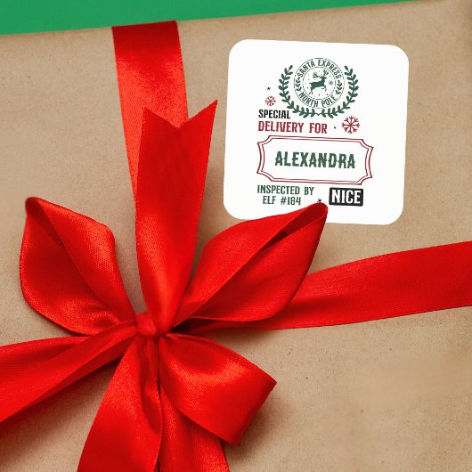 サンタデリバリ表現ング(名前をカスタムする) スクエアシール