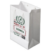 サンタデリバリ表現ー(名前をカスタムする)のクリスマス ミディアムペーパーバッグ (正面アングル)