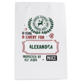 サンタデリバリ表現ー(名前をカスタムする)のクリスマス ミディアムペーパーバッグ (正面)