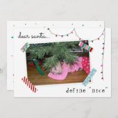 サンタデ親愛ィーニングの素敵なフォトクリおもしろいスマス シーズンカード (正面/裏面)