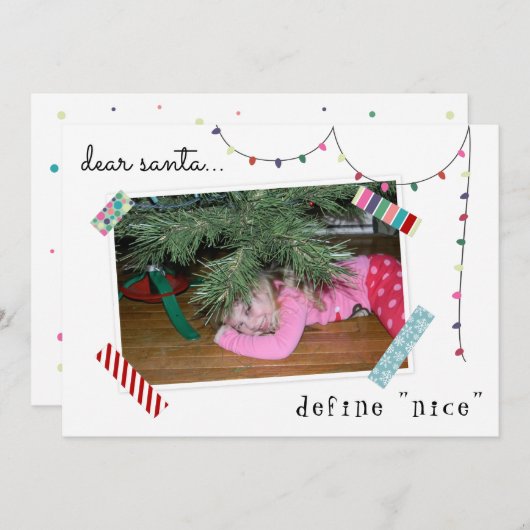 サンタデ親愛ィーニングの素敵なフォトクリおもしろいスマス シーズンカード (正面/裏面)