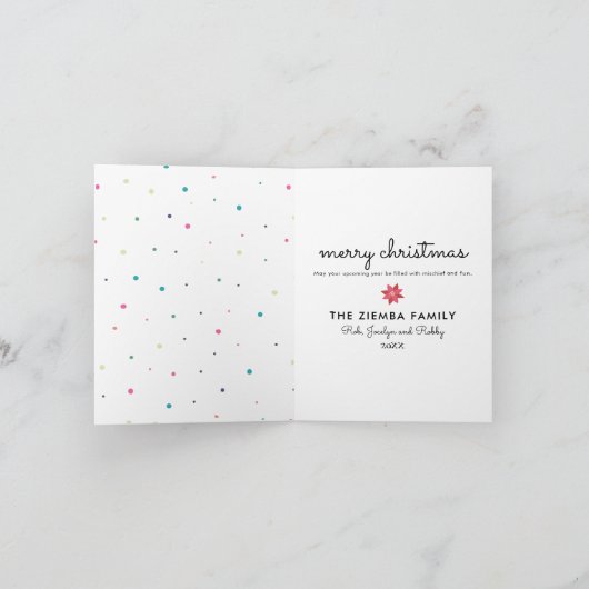 サンタデ親愛ィーニングの素敵なフォトクリおもしろいスマス シーズンカード (内部)