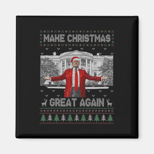 サンタトおもしろいランプが再び醜い素晴らしクリスマスを作る マグネット (正面)