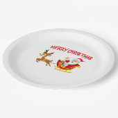 サンタトナカイとソリクリスマス ペーパープレート (アングル)