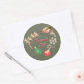 サンタトナカイのクリスマスグレー ラウンドシール (封筒)