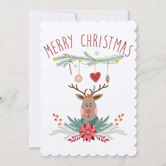 サンタトナカイのクリスマスススススススカンジナビアのカード 招待状 (正面)