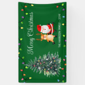 サンタトナカイのクリスマスツリーのストリングライト 横断幕 (縦)