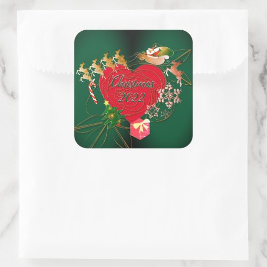 サンタトナカイのクリスマス スクエアシール (バッグ)