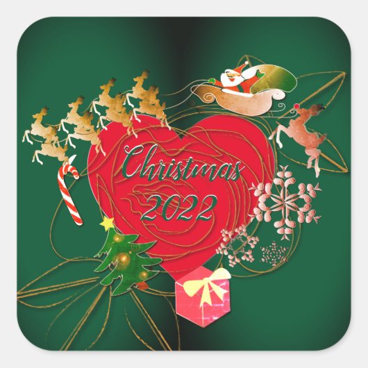 サンタトナカイのクリスマス スクエアシール (正面)