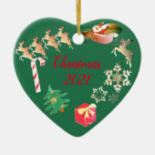 サンタトナカイのクリスマス セラミックオーナメント (正面)