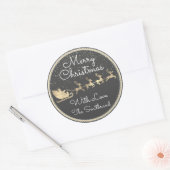 サンタトナカイのスレイトグレーからメリークリスマス ラウンドシール (封筒)