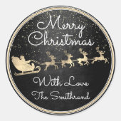 サンタトナカイのスレイトブラックからメリークリスマス ラウンドシール (正面)