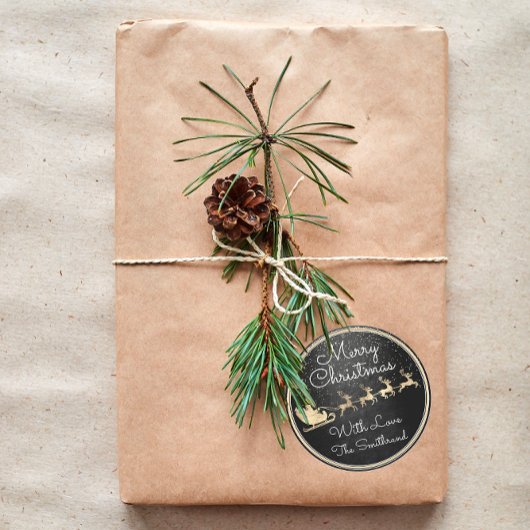 サンタトナカイのスレイトブラックからメリークリスマス ラウンドシール