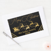 サンタトナカイのスレイトブラックからメリークリスマス 長方形シール (封筒)