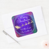 サンタトナカイのスレイライトブルーからメリークリスマス スクエアシール (封筒)