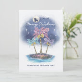 サンタトナカイのヤシの木トロピカルクリスマス シーズンカード (スタンド正面)