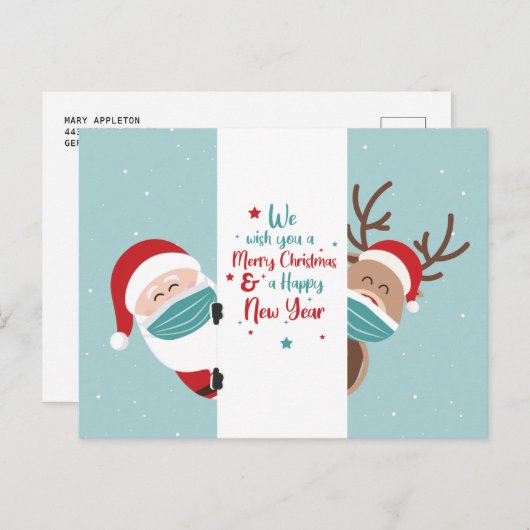サンタトナカイを引き離すメリークリスマスの社交界 シーズンポストカード (正面/裏面)