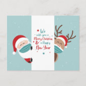 サンタトナカイを引き離すメリークリスマスの社交界 シーズンポストカード (正面)