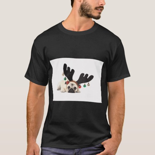 サンタトナカイパグ Tシャツ (正面)
