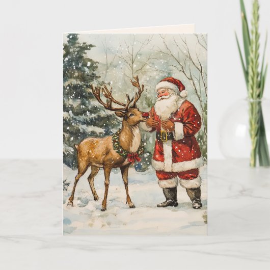 サンタトナカイヴィンテージサンティアクリスマスカード シーズンカード (正面)
