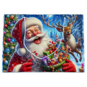 サンタトナカイ共有ジョーク追加チャイルドの名前 ラージペーパーバッグ (正面)