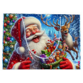 サンタトナカイ共有ジョーク追加チャイルドの名前 ラージペーパーバッグ (裏面)