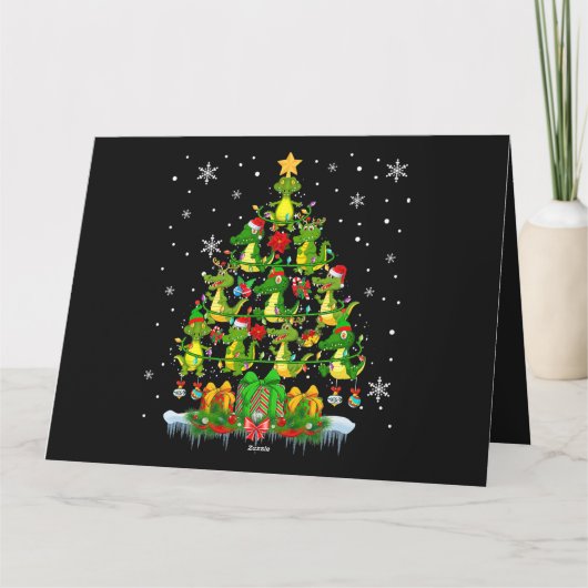 サンタトナカイ小妖精や小人アリゲータクリスマスツリーライト カード (裏面)
