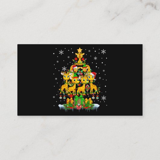 サンタトナカイ小妖精や小人ギラフェスクリスマスツリーライト 名刺 (裏面)