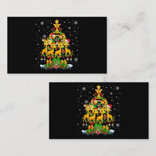 サンタトナカイ小妖精や小人ギラフェスクリスマスツリーライト 名刺 (正面/裏面)