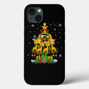 サンタトナカイ小妖精や小人ギラフェスクリスマスツリーライト iPhone 13ケース