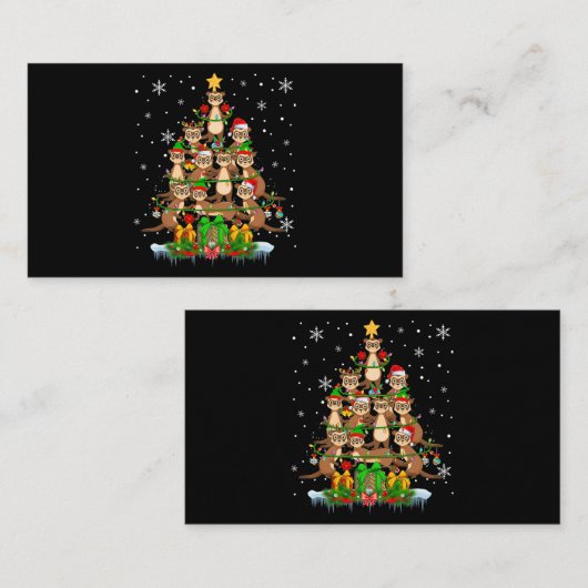 サンタトナカイ小妖精や小人フェレットクリスマスツリーライトF 名刺 (正面/裏面)