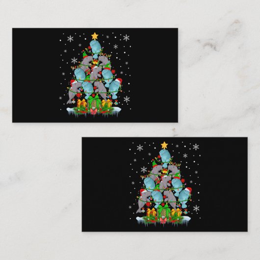 サンタトナカイ小妖精や小人マナテスクリスマスツリーライツ 名刺 (正面/裏面)