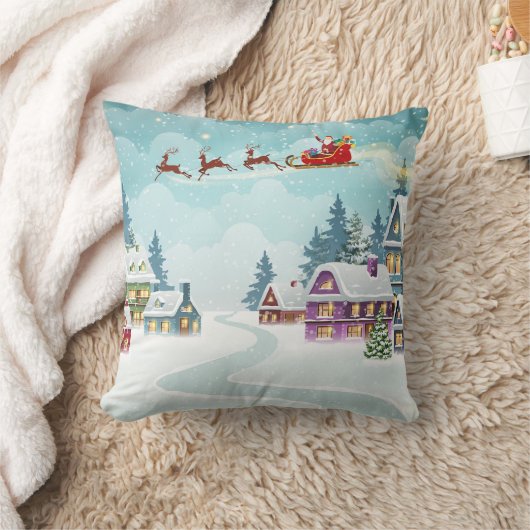 サンタトナディアクリスマスヴィンテージシーン クッション (ブランケット)