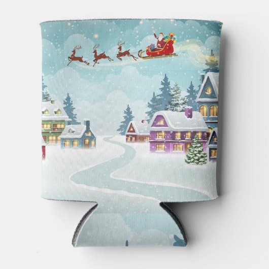 サンタトナディアクリスマスヴィンテージシーン 缶クーラー (正面)