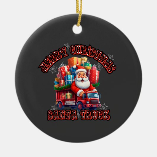 サンタトラッカーキッズクリスマスフェスティバルホリデー魔法 セラミックオーナメント (正面)
