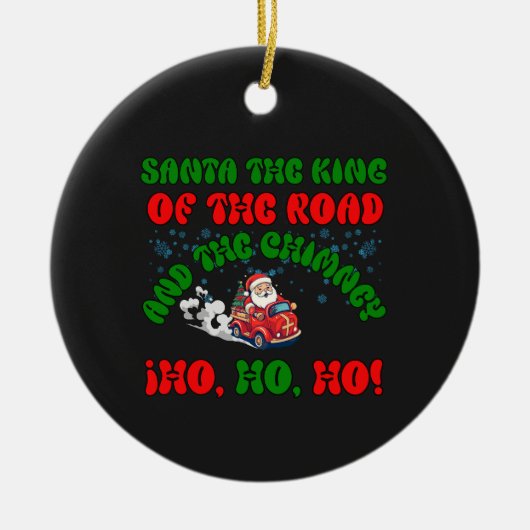 サンタトラッカークリスマスロードキングホリデイフェスティバル セラミックオーナメント (正面)