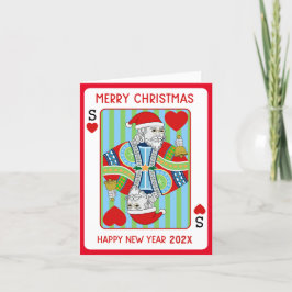 サンタトランプのポーカークリスマスとハッピーニューイヤーカード サンキューカード