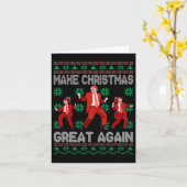 サンタトランプの踊りで再素晴らしび醜いクリスマス カード (黄色い花)