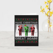 サンタトランプの踊りで再素晴らしび醜いクリスマス カード (黄色い花)