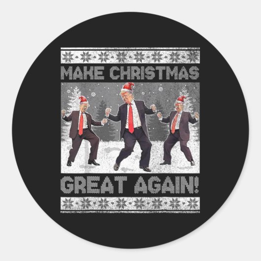 サンタトランプの踊りで再素晴らしび醜いクリスマス ラウンドシール (正面)