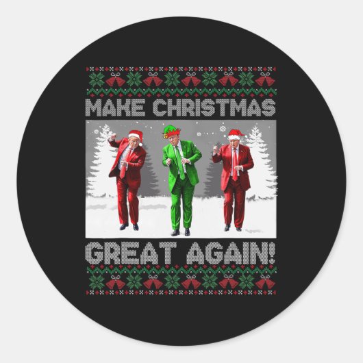 サンタトランプの踊りで再素晴らしび醜いクリスマス ラウンドシール (正面)