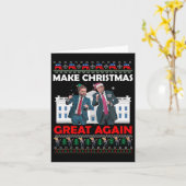 サンタトランプダンスが再びクリスマス素晴らしにクリスマス カード (黄色い花)