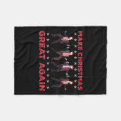 サンタトランプダンスが再びクリスマス素晴らしにクリスマス フリースブランケット (正面(横))