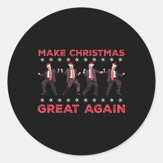 サンタトランプダンスが再びクリスマス素晴らしにクリスマス ラウンドシール (正面)