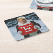 サンタトランプ：「再びクリスマス素晴らしを作る」 スクエアペーパーコースター (アングル)