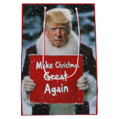 サンタトランプ：「再びクリスマス素晴らしを作る」 ミディアムペーパーバッグ (裏面)