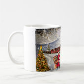 サンタトレインマグカップ、クリスマスマグカップ、クリスマストレイン コーヒーマグカップ (左)