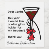 サンタトレッドミルおもしろいワインガラスホルダーへの手紙 ワインラベル (シングルラベル)